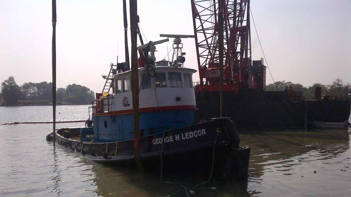 George H Ledcor tugboat was raised from Fraser River after capsizing (source:Canadian Coast Guard)